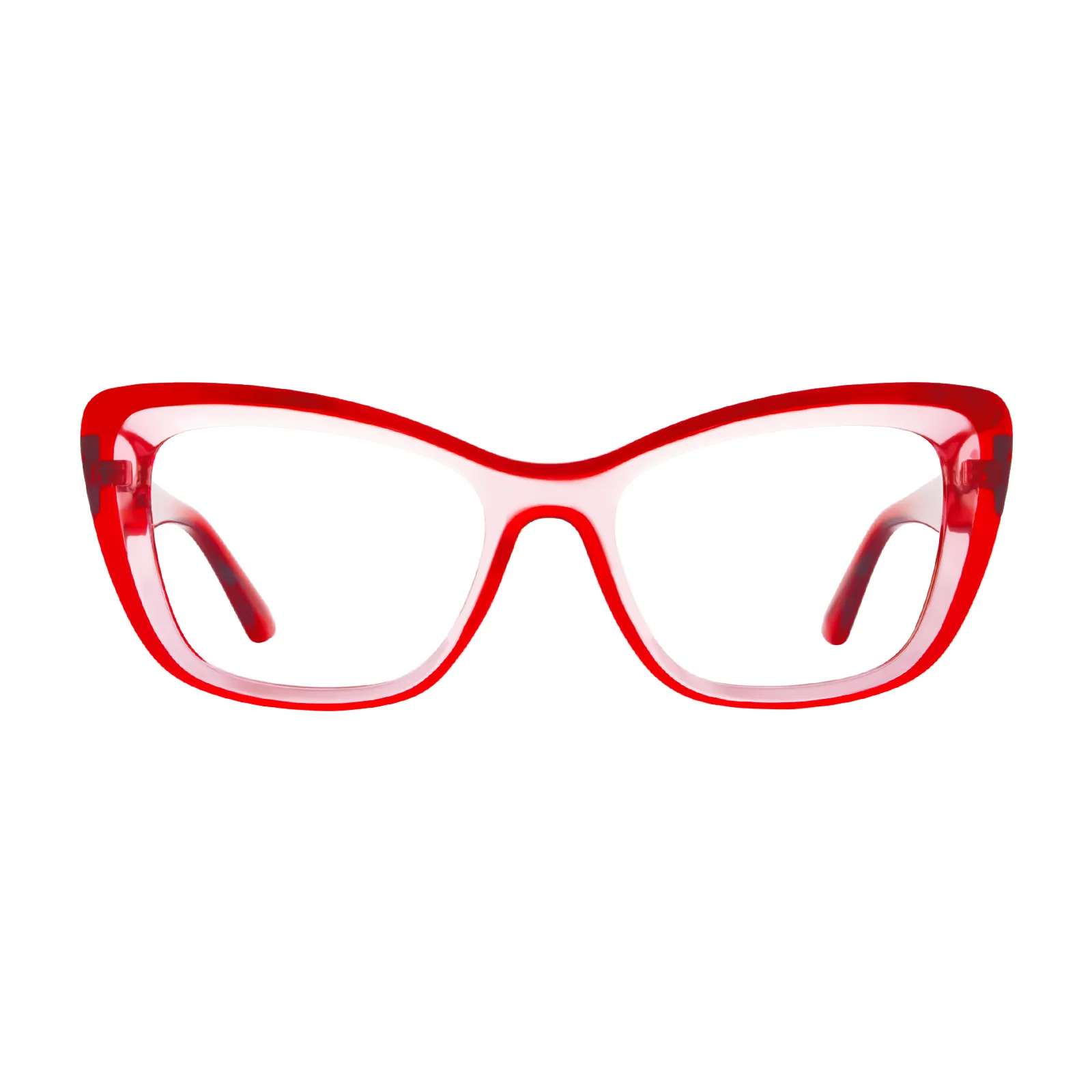 Buena - Cat-Eye Transparent-Red Glasses for Women