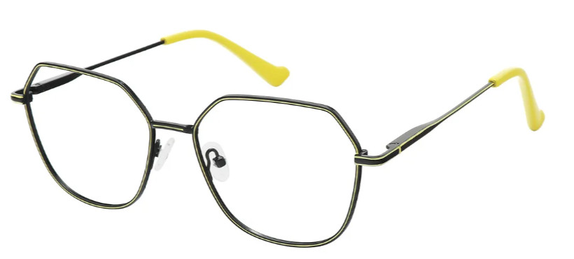 Geometric Black/Yellow Glasses E08221A