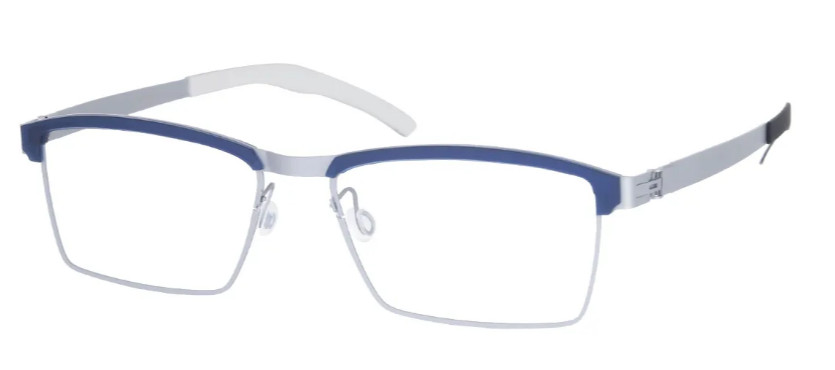 Rectangle Silver Blue Glasses E08453A