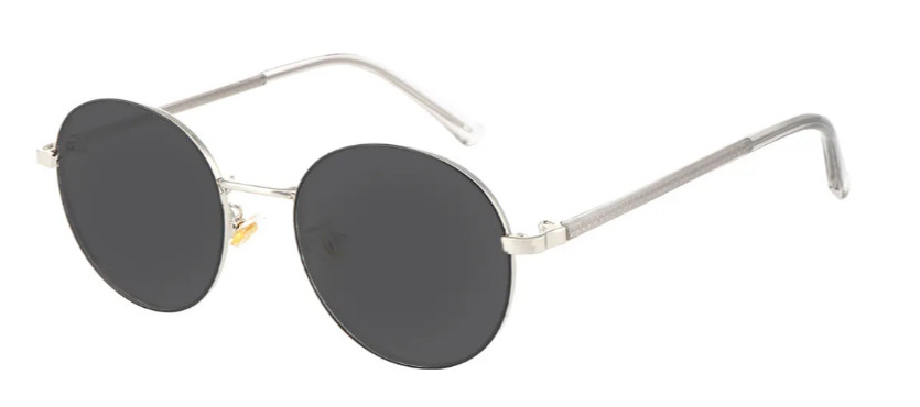 Round Black-Silver Sunglasses E0085C1