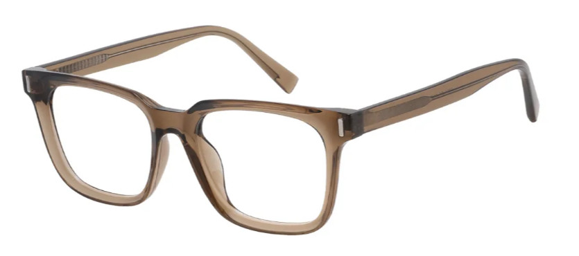 Square Transparent-Brown Glasses E08093D