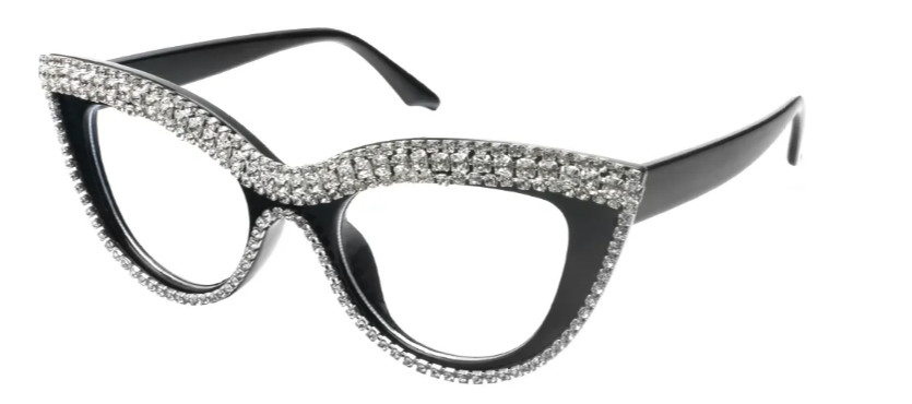 Cat-eye Black-Silver Glasses E08156B