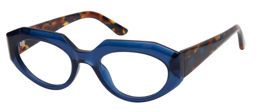 Geometric Blue-Tortoiseshell Glasses E08609A
