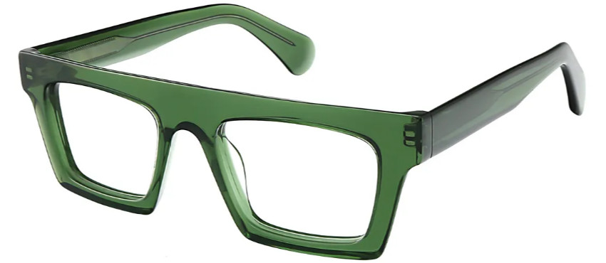 Rectangle Transparent Green Glasses E08178C