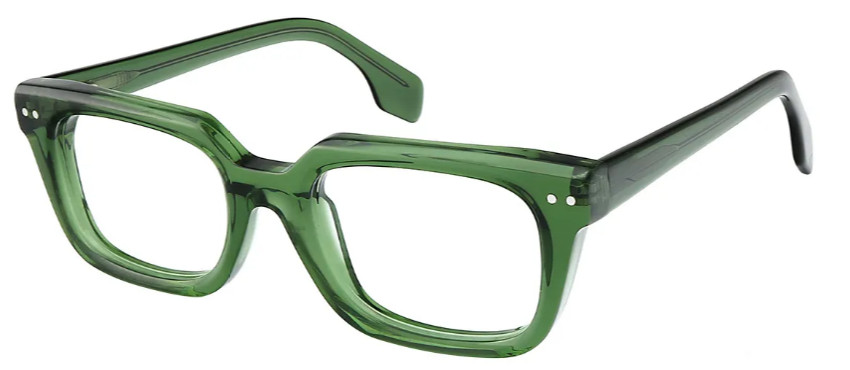 Rectangle Transparent Green Glasses E08174D