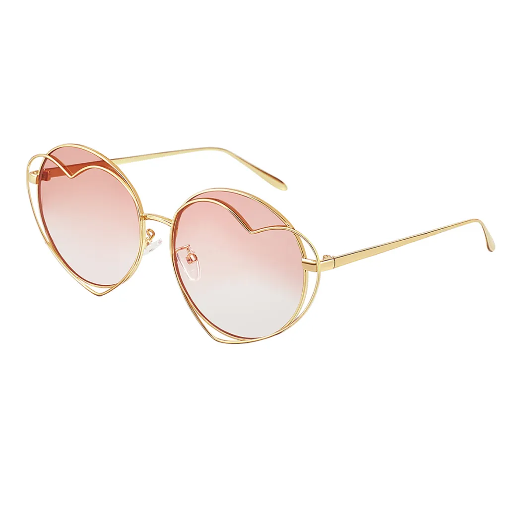 Round Dark Gold Sunglasses