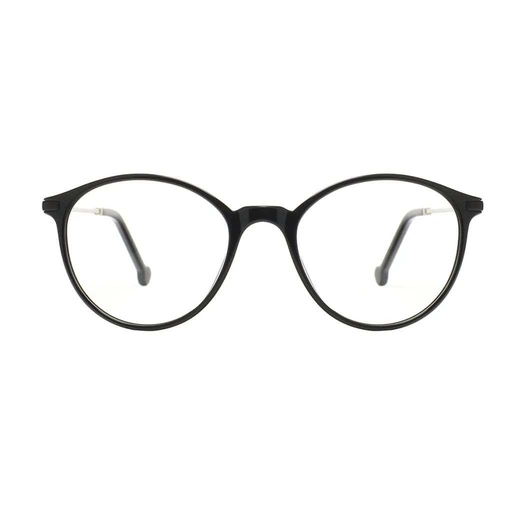 Oval Black Silver Eyeglasses