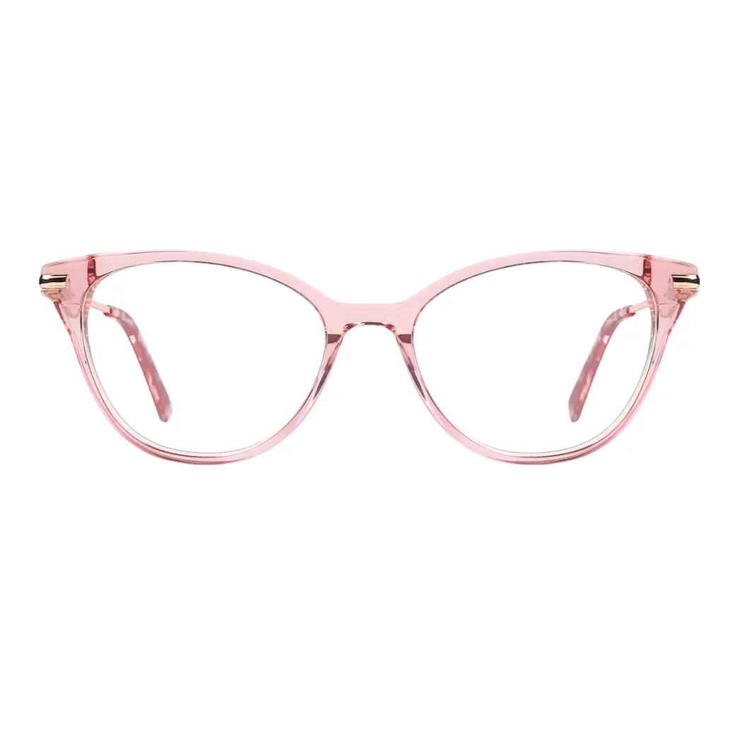 Oval Transparent Pink Eyeglasses