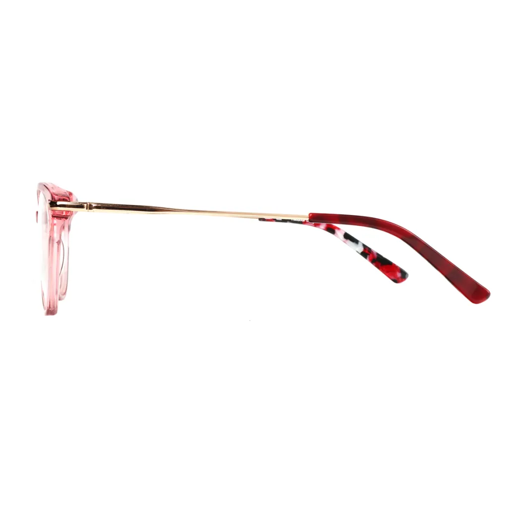 Oval Transparent Pink Eyeglasses