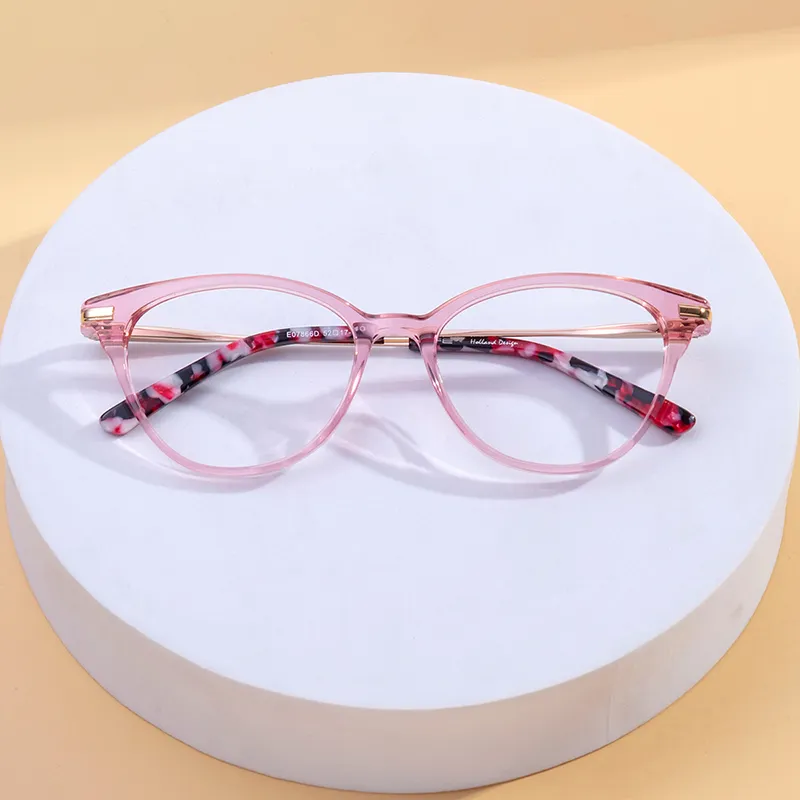 Oval Transparent Pink Eyeglasses