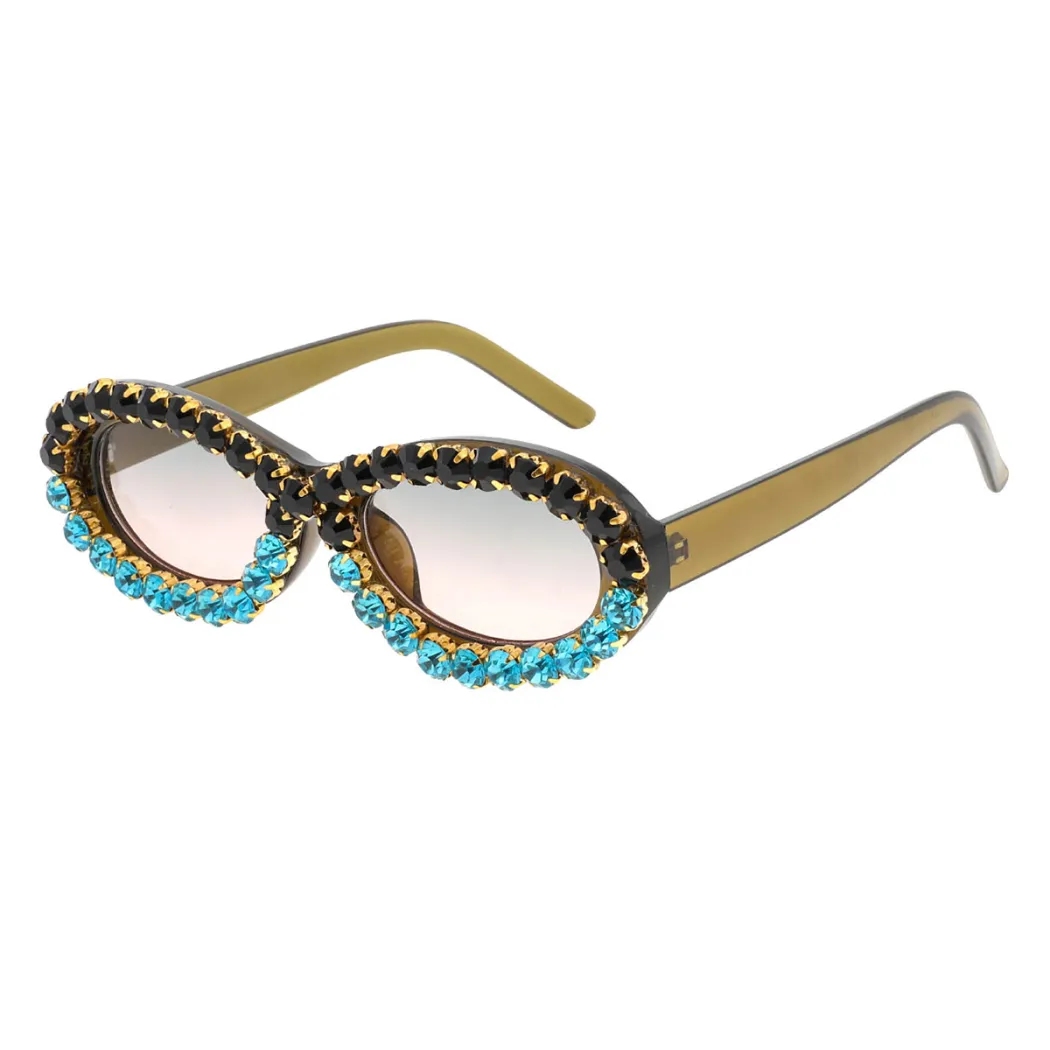 Oval Transparent Green Sunglasses