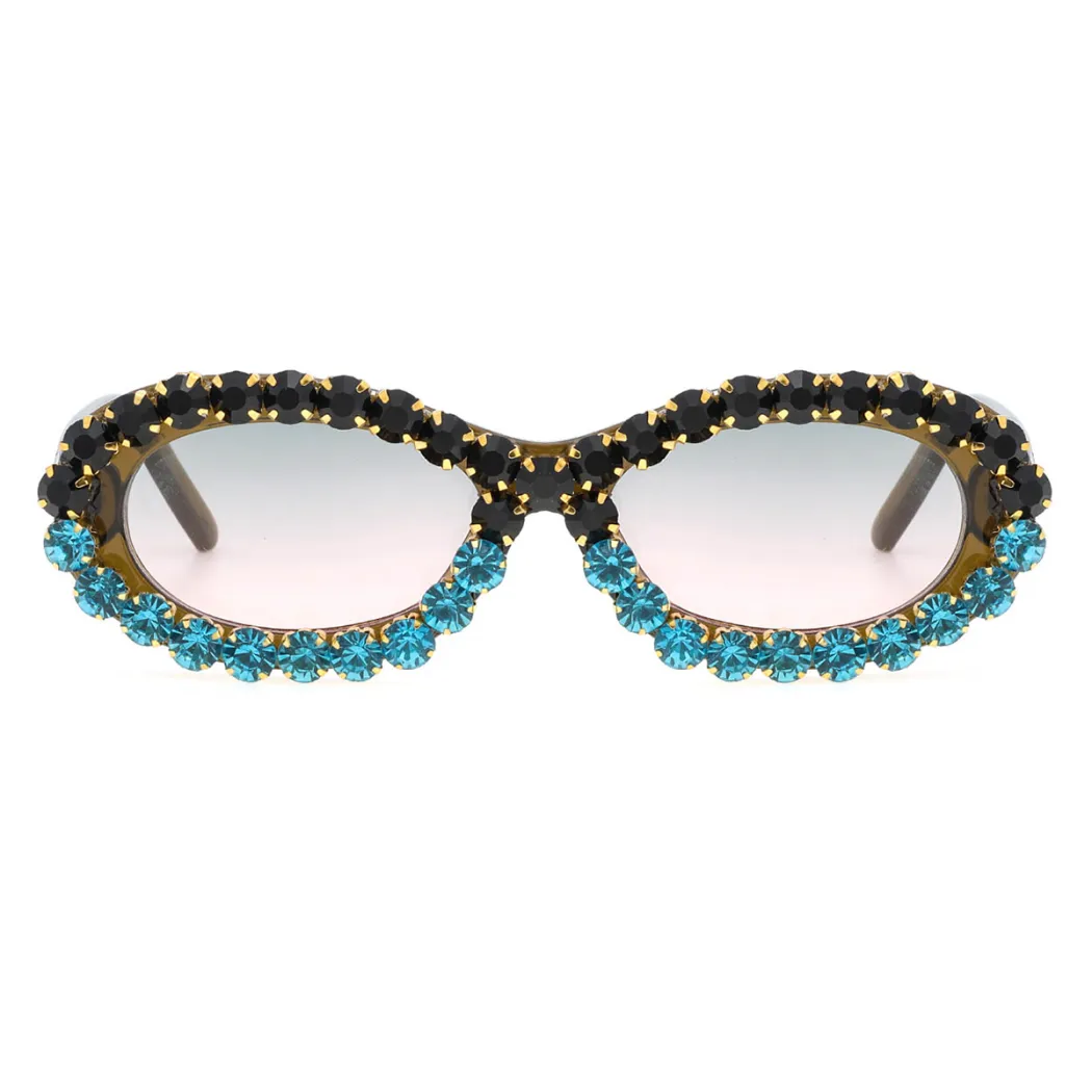 Oval Transparent Green Sunglasses