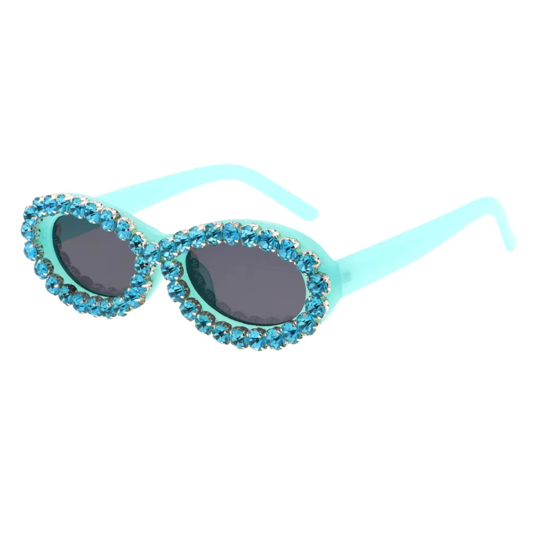 Oval Transparent Blue Sunglasses