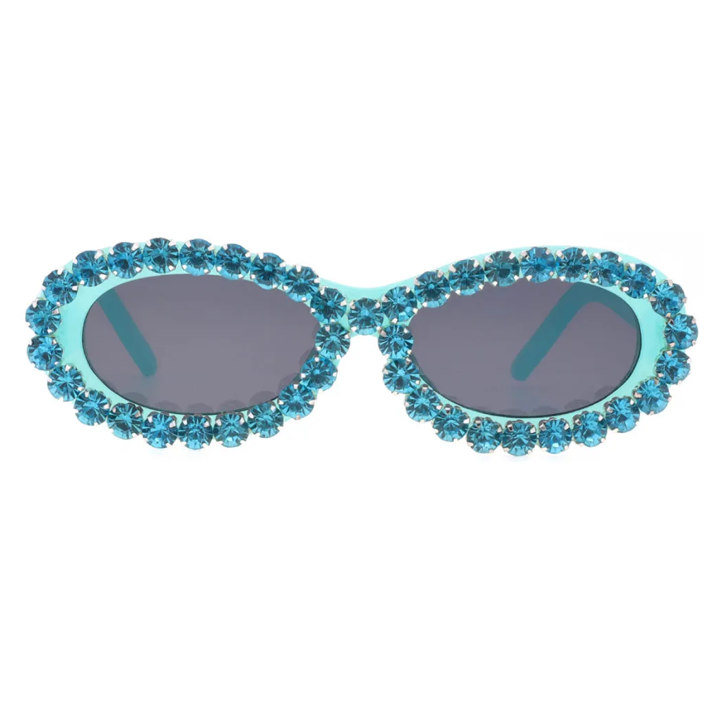 Oval Transparent Blue Sunglasses