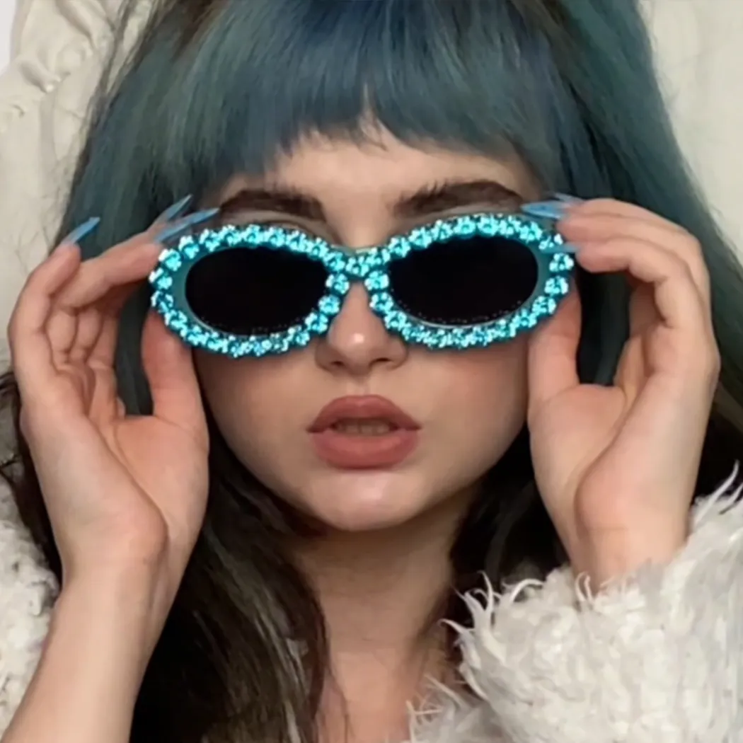 Oval Transparent Blue Sunglasses