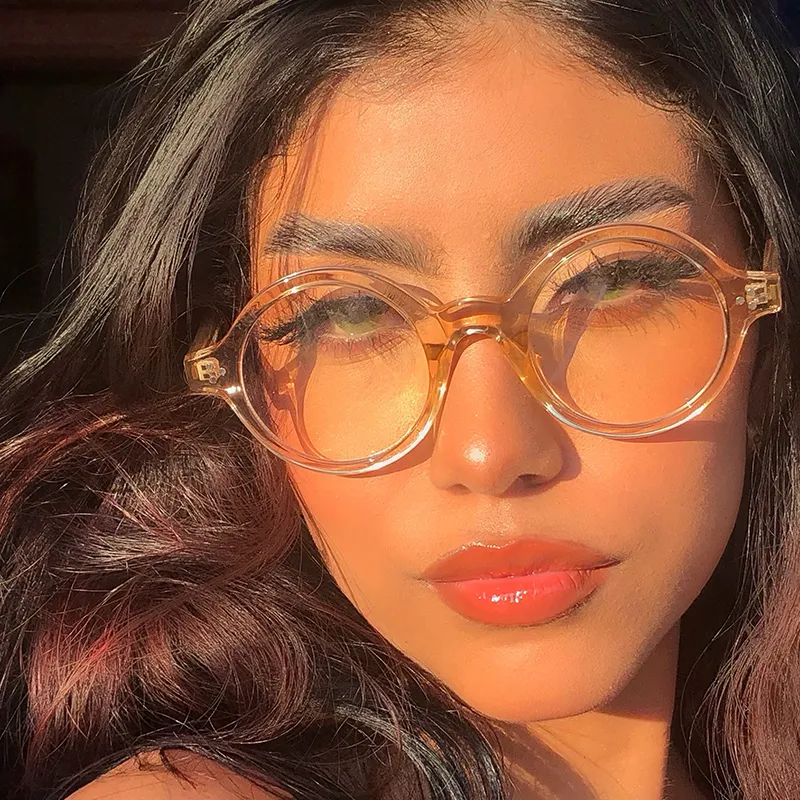 Round Transparent Amber Eyeglasses