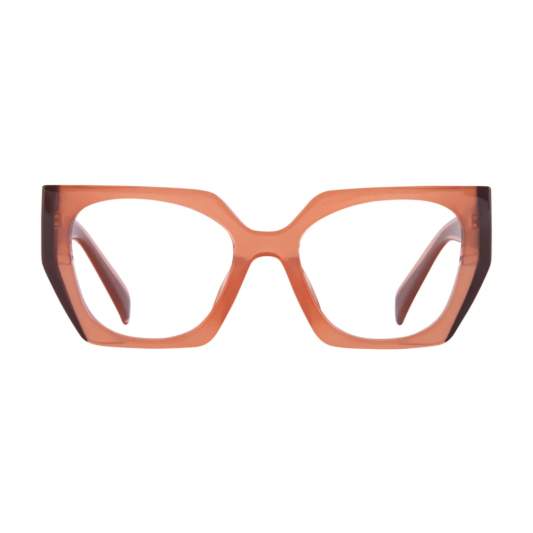 Geometric Transparent Brown Eyeglasses