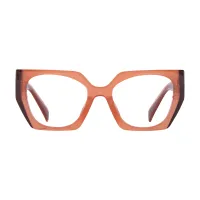 Geometric Transparent Brown Eyeglasses