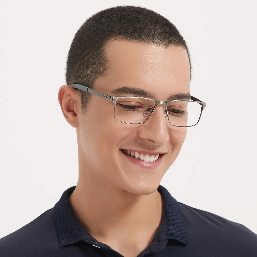 Browline Silver/Green Eyeglasses