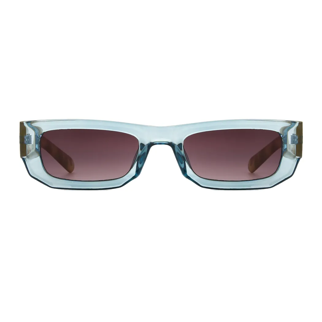 Rectangle Transparent Blue Sunglasses