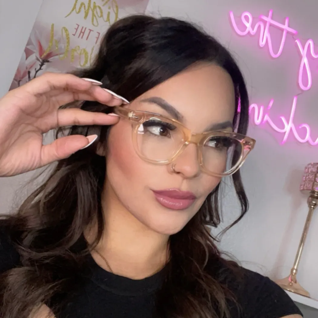Square Transparent Amber Eyeglasses