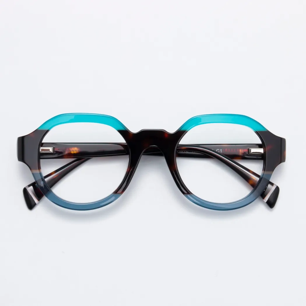 Round Blue Eyeglasses
