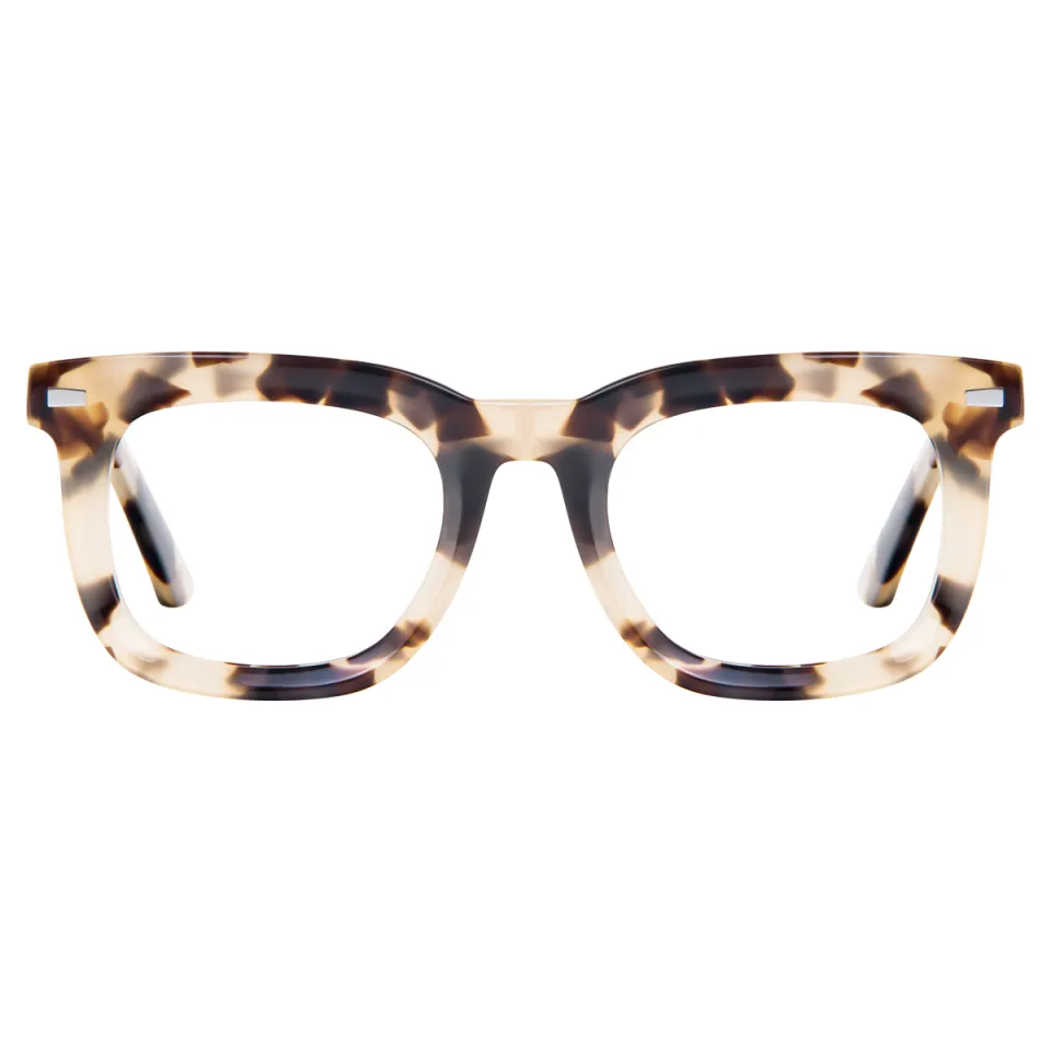 Square Yellowish Tortoiseshell Eyeglasses