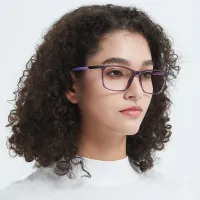 Rectangle Transparent Purple Eyeglasses