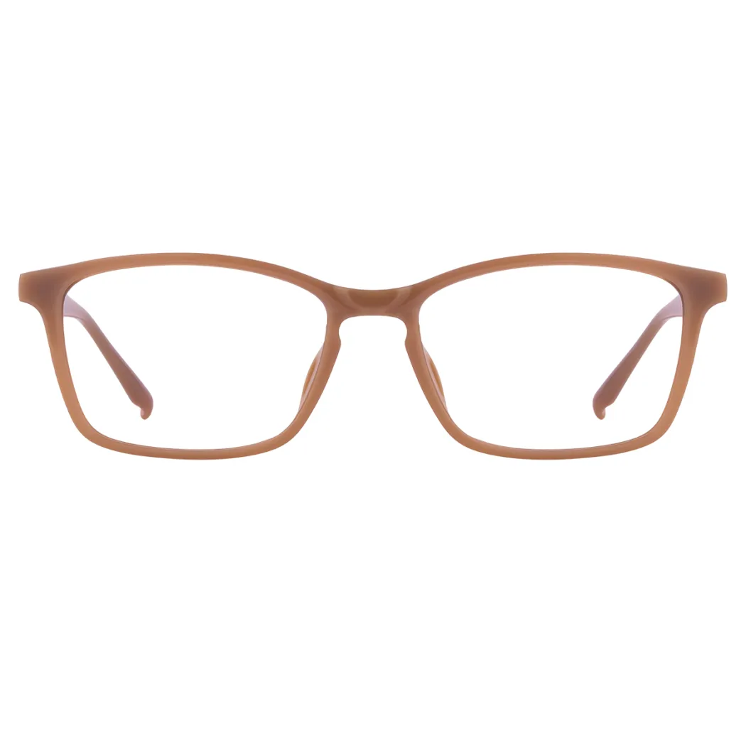 Rectangle Transparent Brown Eyeglasses