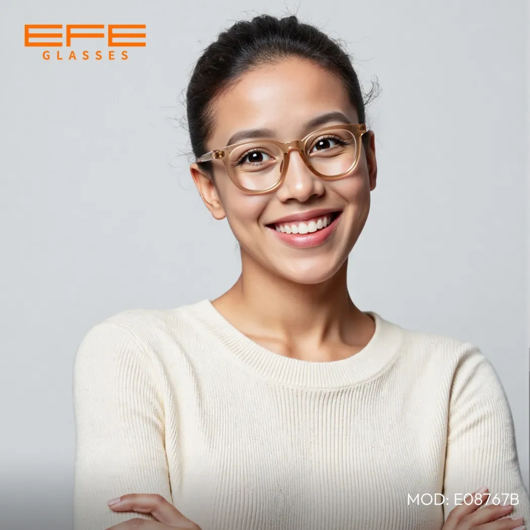 Square Transparent Amber Eyeglasses