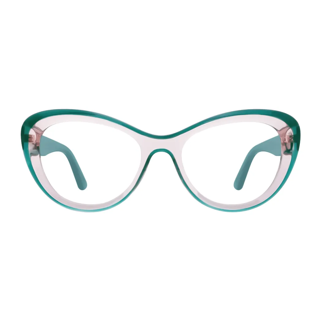 Cat-eye Transparent Green/Transparent Pink Eyeglasses