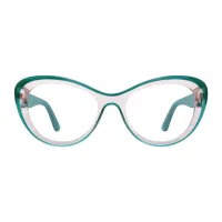 Cat-eye Transparent Green/Transparent Pink Eyeglasses