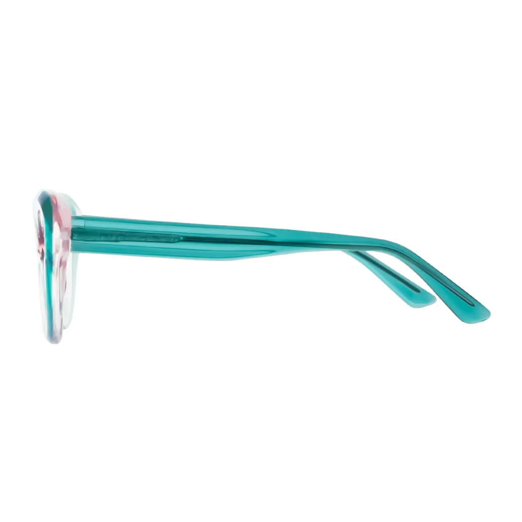 Cat-eye Transparent Green/Transparent Pink Eyeglasses