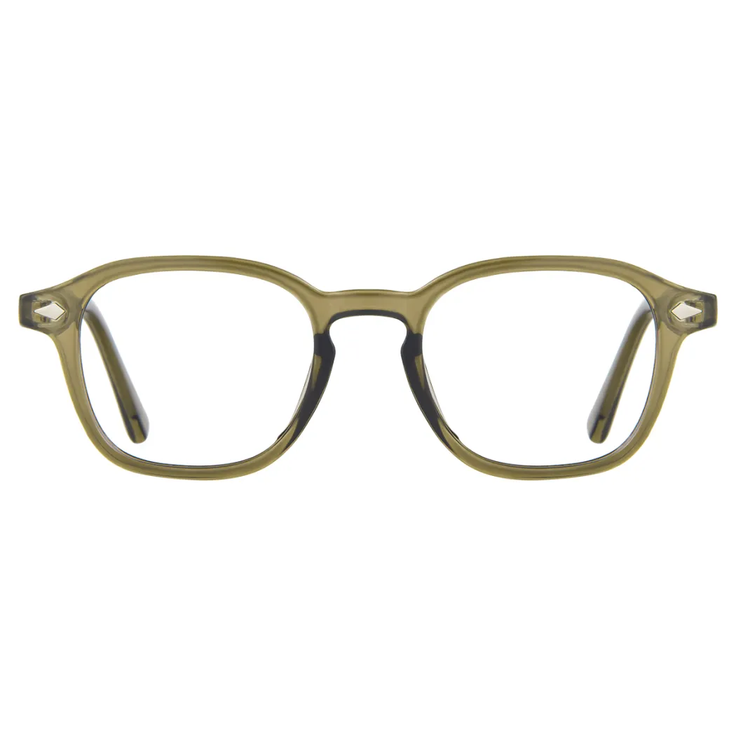 Rectangle Transparent Green Eyeglasses