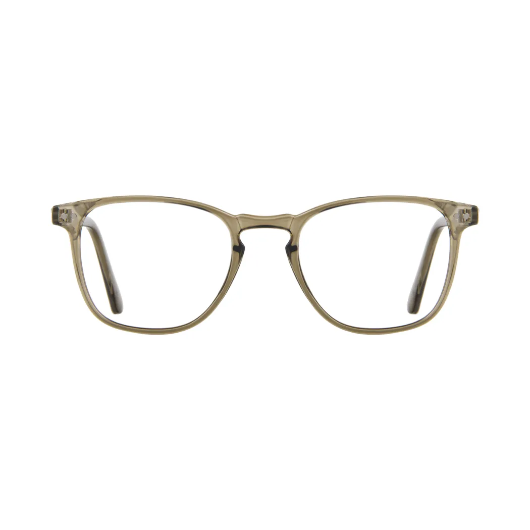 Rectangle Transparent Green Eyeglasses