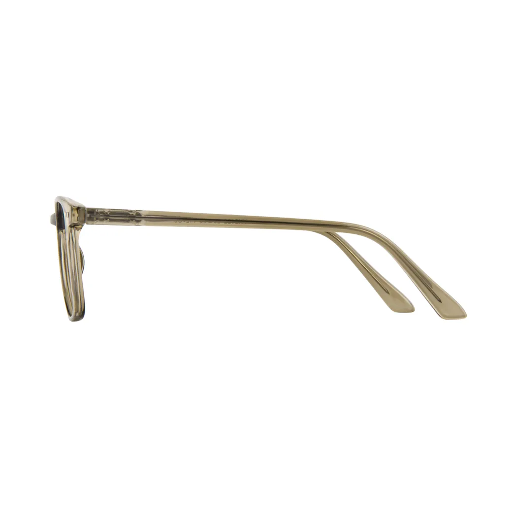 Rectangle Transparent Green Eyeglasses