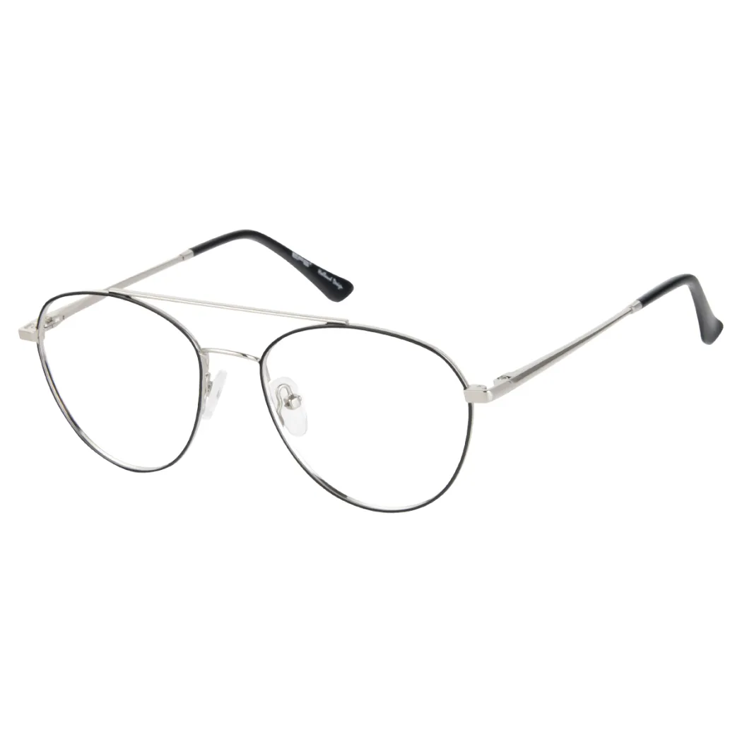 Aviator Black Silver Eyeglasses