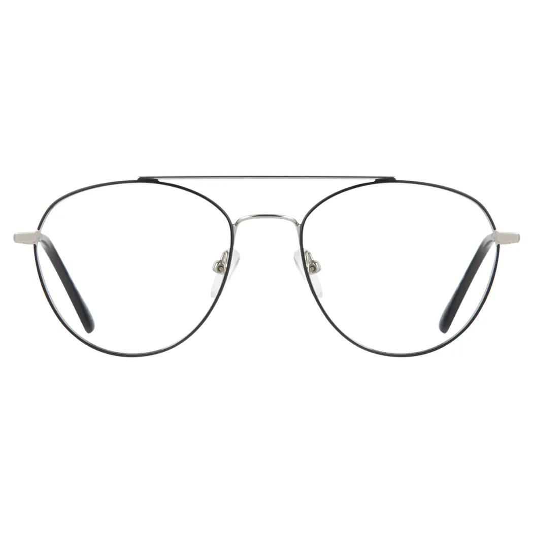 Aviator Black Silver Eyeglasses