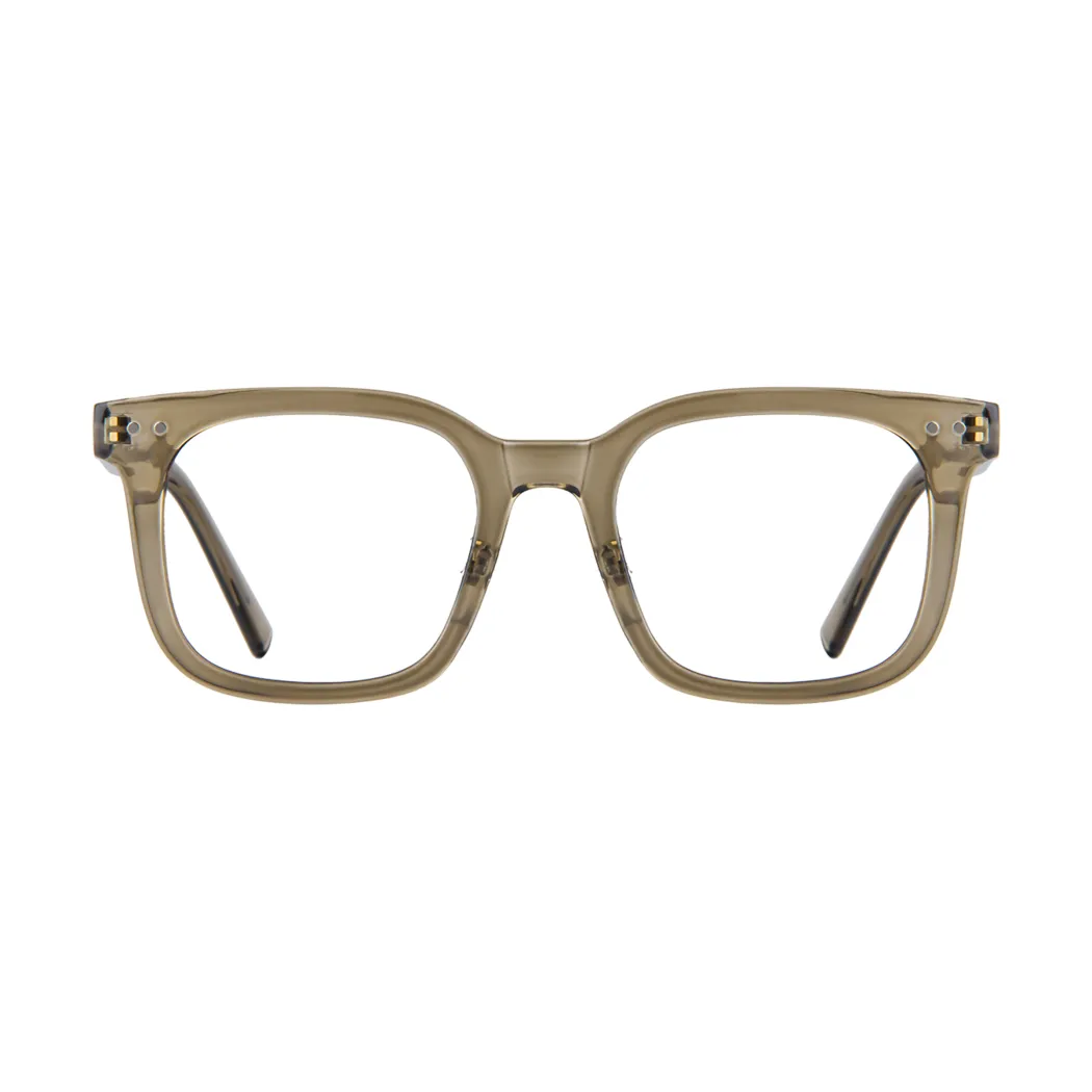 Square Transparent Green Eyeglasses