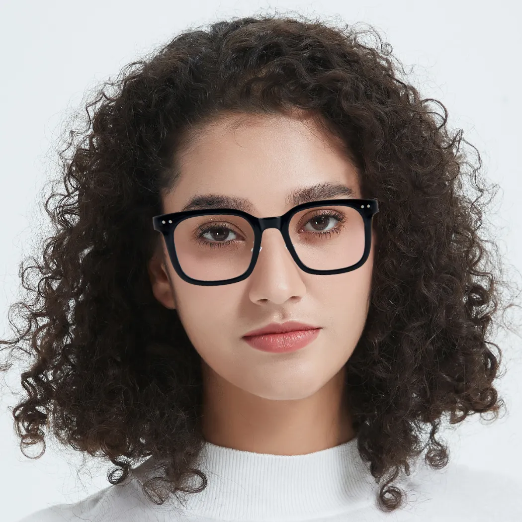Square Transparent Green Eyeglasses