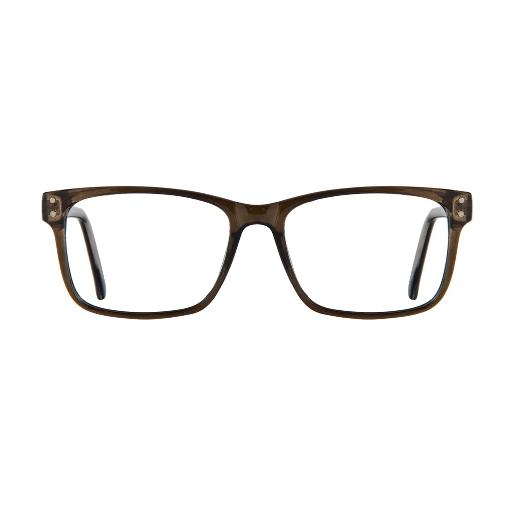 Rectangle Transparent Brown Eyeglasses