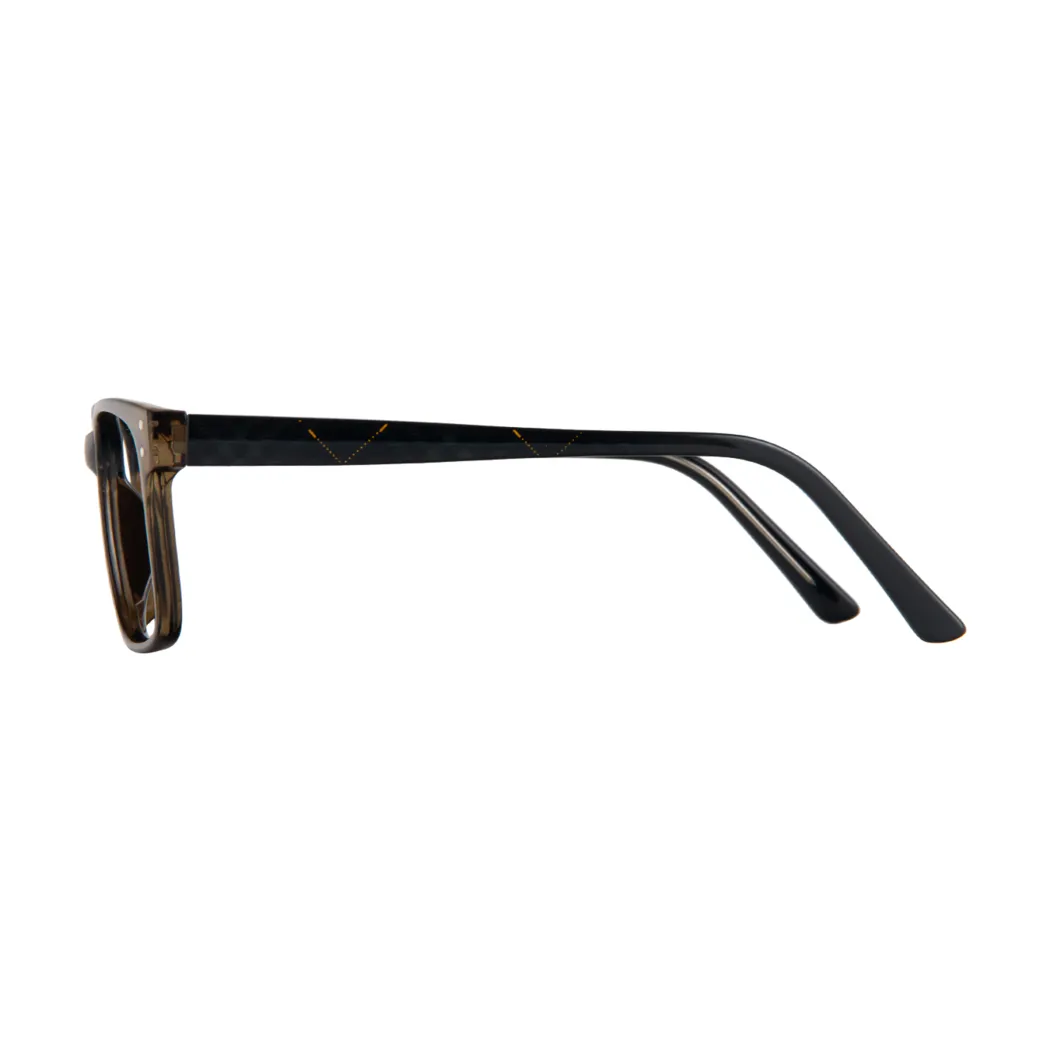 Rectangle Transparent Brown Eyeglasses