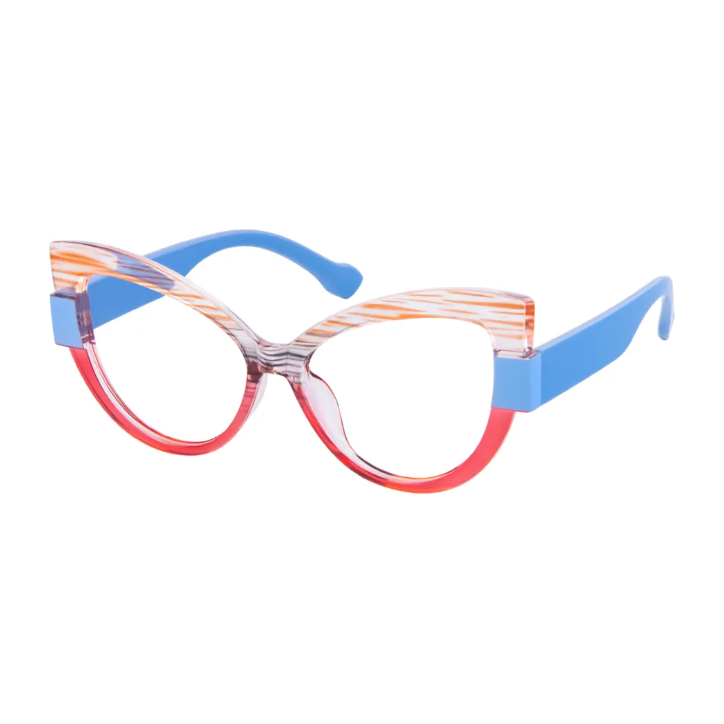 Cat-eye Striped Eyeglasses
