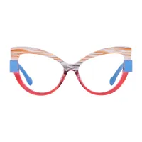 Cat-eye Striped Eyeglasses