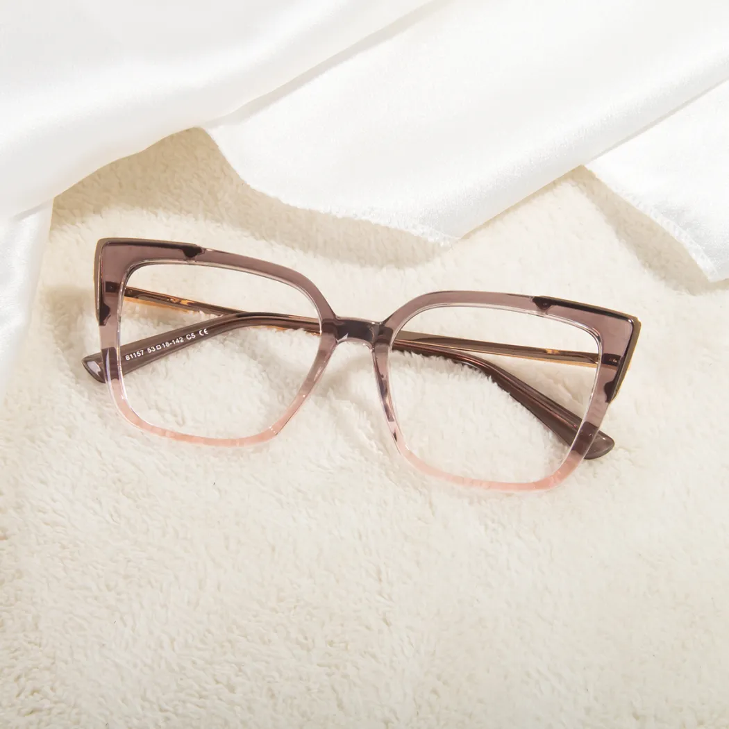 Square Transparent Gray/Transparent Pink Eyeglasses