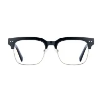 Browline Black Silver Eyeglasses