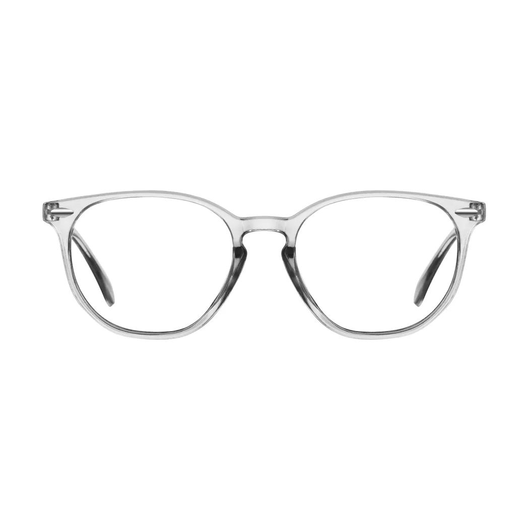Round Transparent Gray Eyeglasses