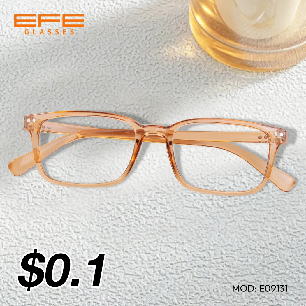 Rectangle Light Brown Eyeglasses
