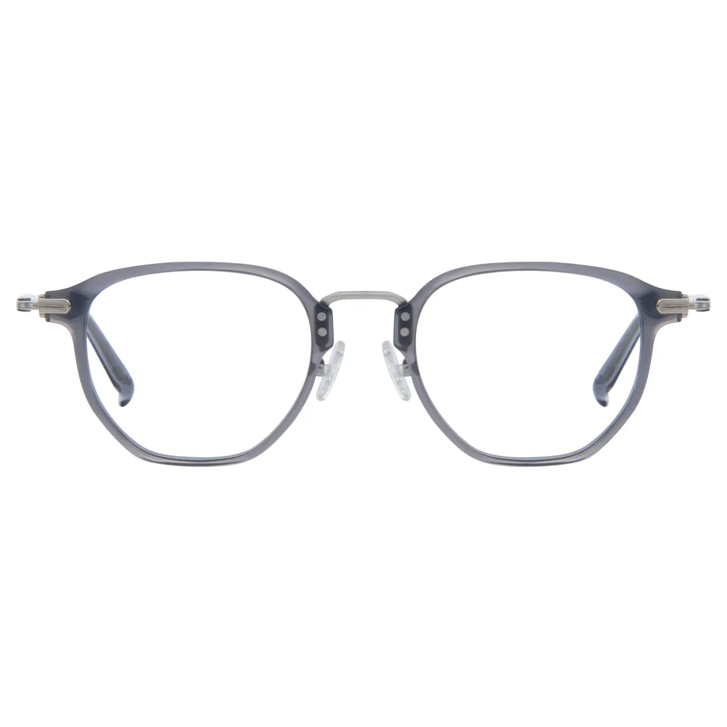 Geometric Transparent Gray Eyeglasses