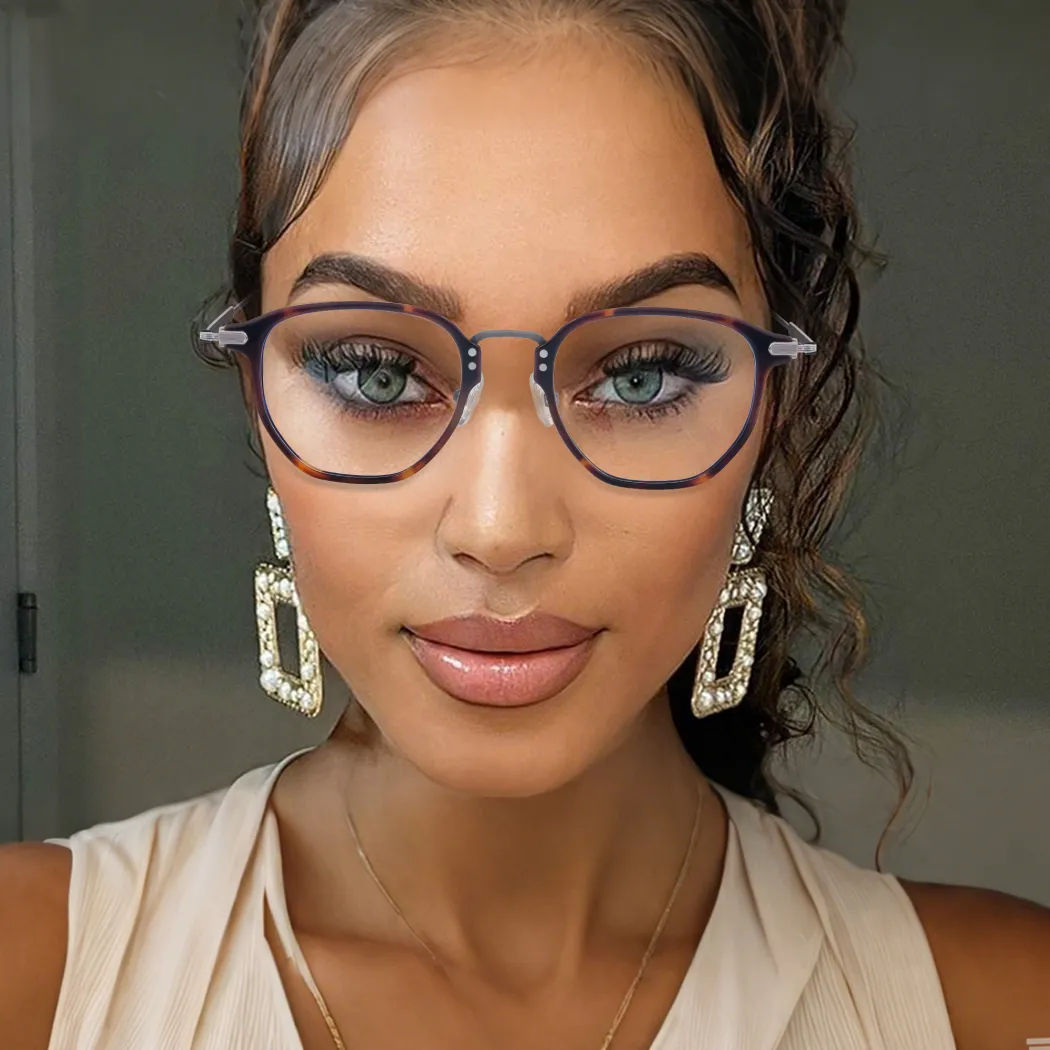 Geometric Transparent Gray Eyeglasses